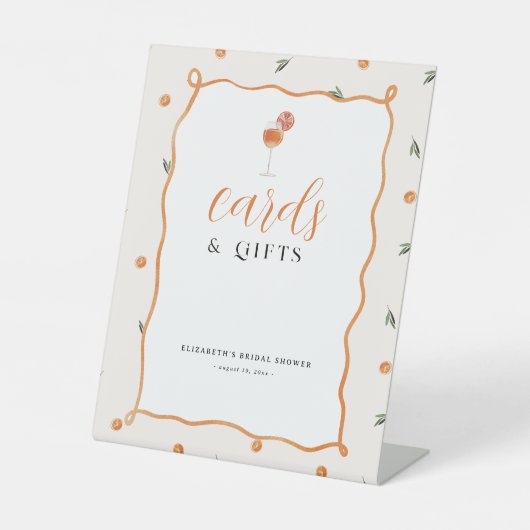 アモア&アランチ | カードとギフトブライダルシャワー 台座サイン (正面)