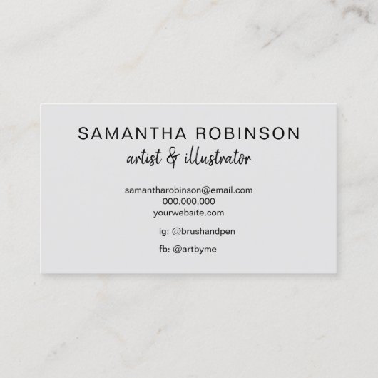 アモダンーティストの絵を描筆写写真 名刺 (裏面)