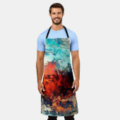 アモダンートカラフルコンテンポラリーアートワーク色s エプロン (着用した状態)