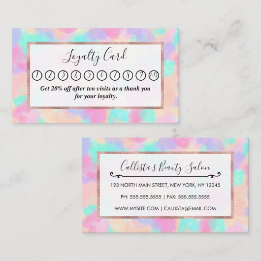 アモダンートガーリーピンクパープル絵を描スプッチ ロイヤリティカード (正面/裏面)