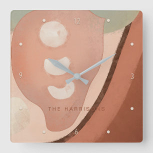 アモダンート抽象芸術オーガニック60sレトロ名  スクエア壁時計