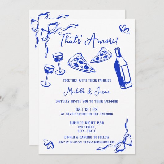 アモユニークアの青い手予測できな引き 招待状 (正面/裏面)