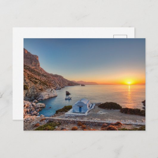 アモルゴスの有名なアギアアンナからの日の出 ポストカード (正面/裏面)