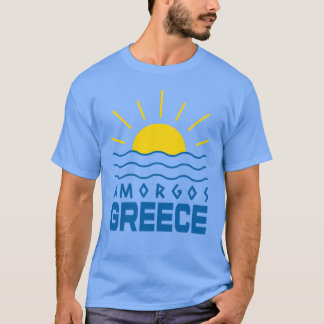 アモルゴス ギリシャ 陽光と海 メンズ ブルー Tシャツ