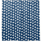 アモルフィックシェイプ120322 – 藍色の白 シャワーカーテン (正面)