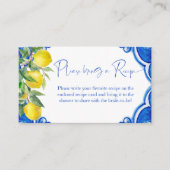 アモーアのレシピカードである青いタイルのレモン エンクロージャーカード (正面)