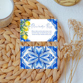 アモーアのレシピカードである青いタイルのレモン エンクロージャーカード