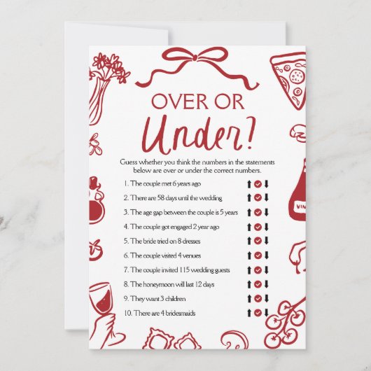 アモーアの手が引き上げられるか、またはブライダルシャワーゲームの下に 招待状 (正面)