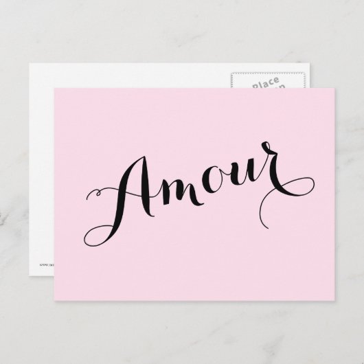 アモーアフランスのラブピンクとブラックシック・パリジャン ポストカード (正面/裏面)
