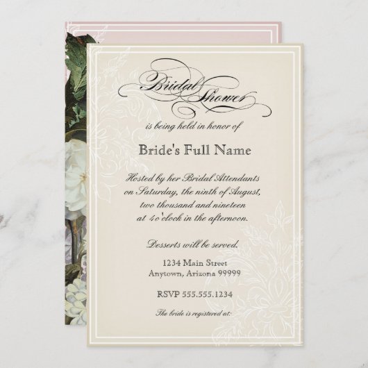 アモーニンググローリーアジャンジアブライダルシャワー招待状 招待状 (正面/裏面)