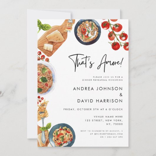 アモーパスタイタリアンーフードリハーサルディナー 招待状 (正面)
