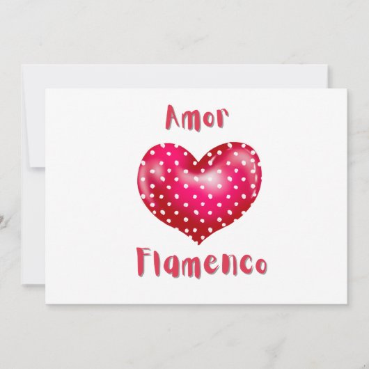 アモールフラメンコ赤いハートと水玉模様情熱 招待状 (正面)