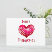アモールフラメンコ赤いハートと水玉模様情熱 招待状 (スタンド正面)