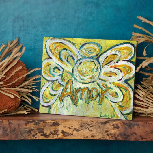 アモール感動的エンジェル絵画ワードの詩プラーク フォトプラーク (側面)