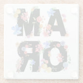 アモール、フローラ春かわいい愛ロマンチックな水色 ガラスコースター (裏面)