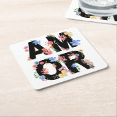 アモール、フローラ春かわいい愛ロマンチックな水色 スクエアペーパーコースター (アングル)