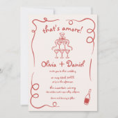 アモーレの手イタリアン引お洒落結婚き 招待状 (正面)