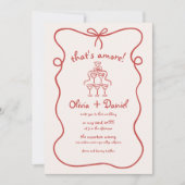 アモーレの手イタリアン引お洒落結婚き 招待状 (正面)