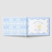 アモーレイタリアレモン青パーソナライズされた結婚瓦 ゲストブック (全面)