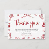 アモーレイタリアンサンキューカードである赤い手が引かれた サンキューカード (正面)