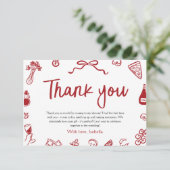 アモーレイタリアンサンキューカードである赤い手が引かれた サンキューカード (スタンド正面)