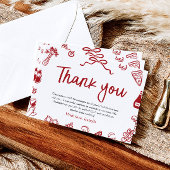 アモーレイタリアンサンキューカードである赤い手が引かれた サンキューカード
