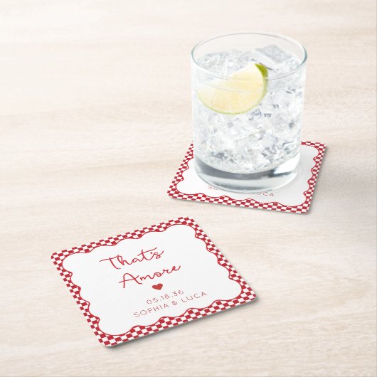 アモーレイタリアンシックパーソナライズされた・レ結婚ッド スクエアペーパーコースター (インサイチュ)