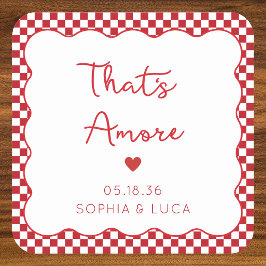 アモーレイタリアンシックパーソナライズされた・レ結婚ッド スクエアペーパーコースター