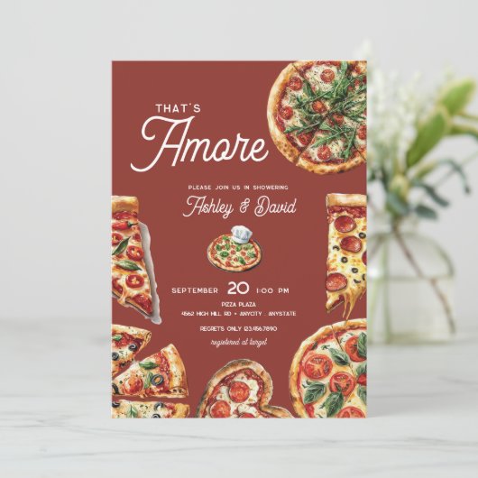 アモーレイタリアンピザカップルシャワーブライダルシャワー 招待状 (スタンド正面)