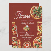 アモーレイタリアンピザカップルシャワーブライダルシャワー 招待状 (正面/裏面)