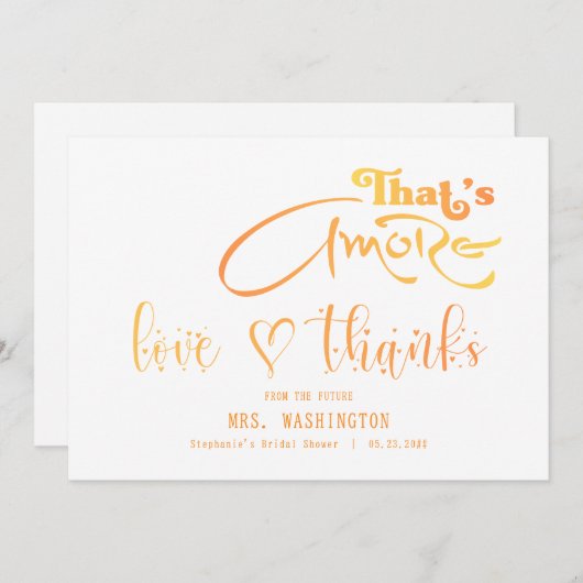 アモーレイタリアンブライダルシャワーであるアペロルカクテル サンキューカード (正面/裏面)