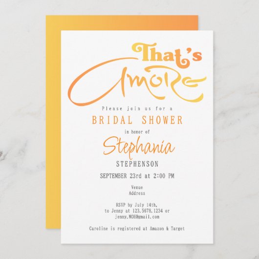 アモーレイタリアンブライダルシャワーであるアペロルカクテル 招待状 (正面/裏面)