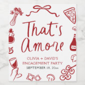 アモーレイタリアン婚約パーティである手描き ワインラベル (シングルラベル)