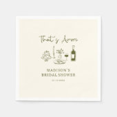 アモーレオリーブグリーンハンドドローブライダルシャワー スタンダードカクテルナプキン (正面)