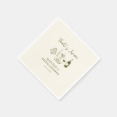 アモーレオリーブグリーンハンドドローブライダルシャワー スタンダードカクテルナプキン (角)