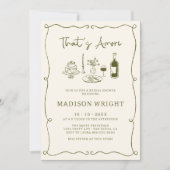 アモーレオリーブグリーンハンドドローブライダルシャワー 招待状 (正面)