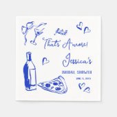 アモーレピザの手描きドードルブライダルシャワー スタンダードカクテルナプキン (正面)