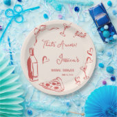 アモーレピザの手描きドードルブライダルシャワー ペーパープレート (パーティー)