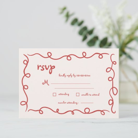 アモーレファンキーヴィンテージお洒落結婚の 出欠カード (スタンド正面)