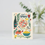 アモーレフードバイタリアンンタイン愛お洒落 ポストカード (スタンド正面)