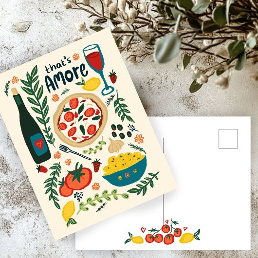 アモーレフードバイタリアンンタイン愛お洒落 ポストカード