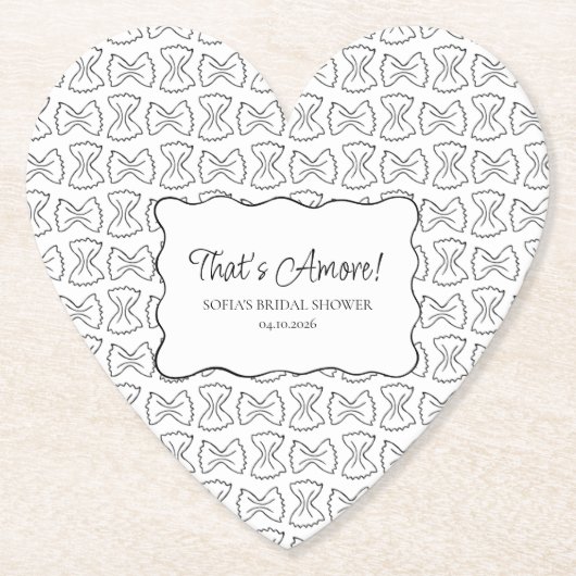 アモーレブライダルシャワーのパスタパタイタリアンン ペーパーコースター (正面)