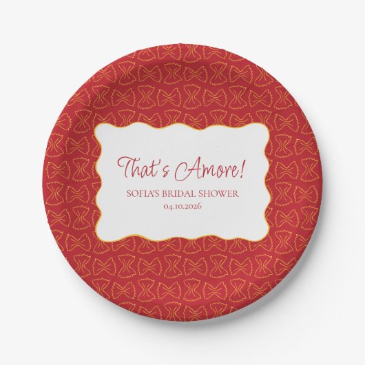 アモーレブライダルシャワーのパスタパタイタリアンン ペーパープレート (正面)