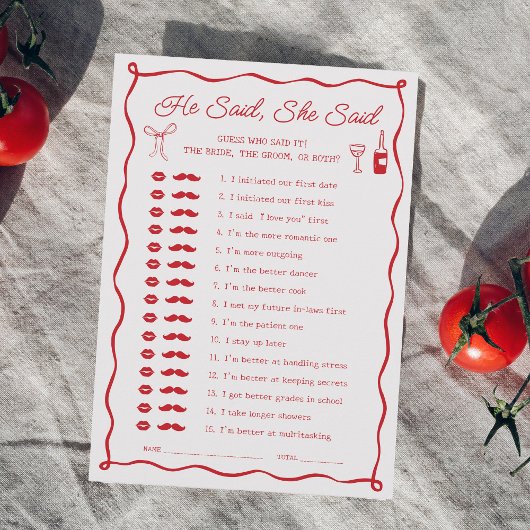 アモーレブライダルシャワー彼は彼女はゲームを言った 招待状