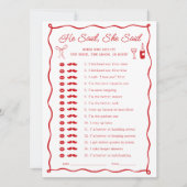 アモーレブライダルシャワー彼は彼女はゲームを言った 招待状 (正面)