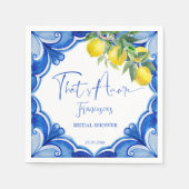 アモーレブルータイルレモンイタリアンブライダルシャワー スタンダードカクテルナプキン (正面)