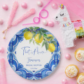 アモーレブルータイルレモンイタリアンブライダルシャワー ペーパープレート (パーティー)