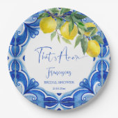 アモーレブルータイルレモンイタリアンブライダルシャワー ペーパープレート (正面)