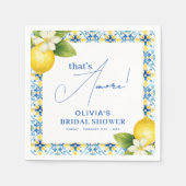 アモーレモンブルーイタリアンタイルブライダルシャワー スタンダードカクテルナプキン (正面)