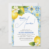 アモーレモンブルーイタリアンタイルブライダルシャワー 招待状 (正面)